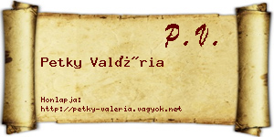Petky Valéria névjegykártya